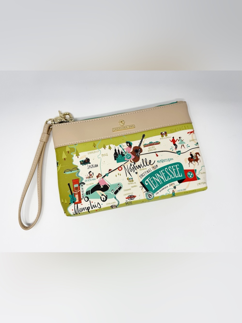 Spartina 449 Greetings From Tennessee Map Scout Wristlet Clutch NWOT
